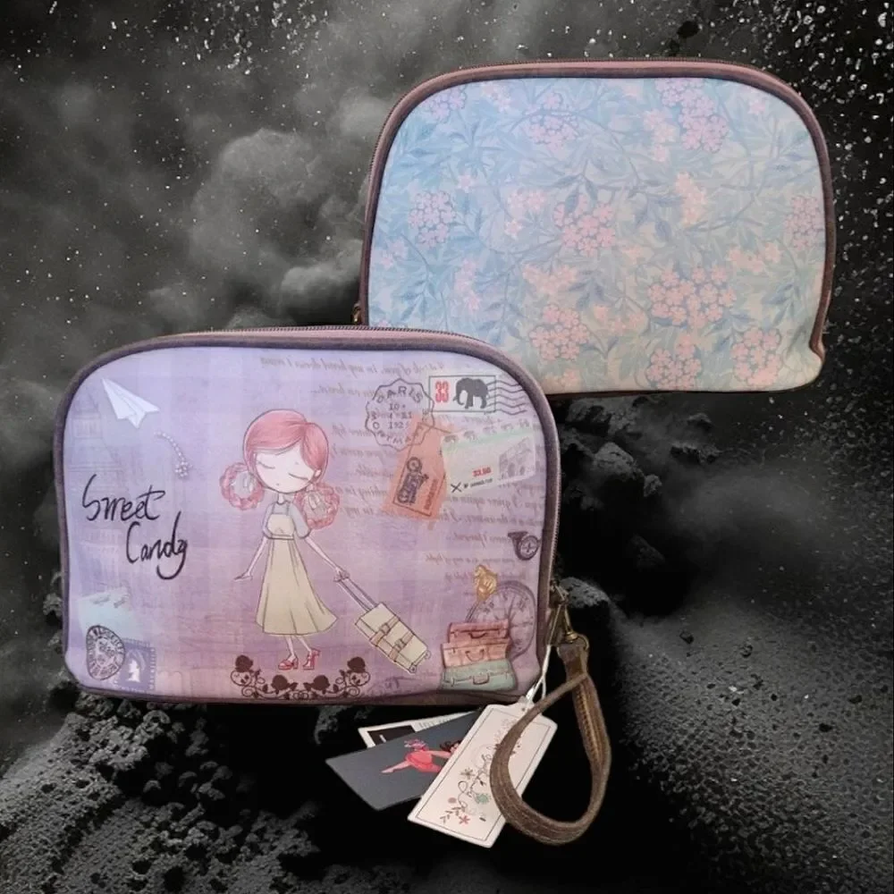 Sweet‎ And Candy Purple Sweet Candy Printed Travel Toiletries Bag NWT Makeup Bag
